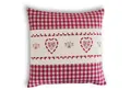 Produktbild: wometo Kissenhülle Landhaus Karo mit Stickerei Herz oder Hirsch, 40x40 cm, (1 Stück), OEKO-TEX®, Karo, Herz- & Hirsch-Stickmotiv, Leinen-Look