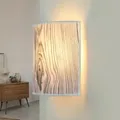 Produktbild: Wandleuchte Modern ALICE Holz-Optik Stoffschirm halbrund H:23cm Loft Design Wandlampe Wohnzimmer Flur Schlafzimmer