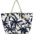 Produktbild: Große Strandtasche wasserabweisend mit Reißverschluss - Palmen weiß - Weiß