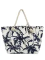 Produktbild: DonDon Strandtasche mit Reißverschluss, Große Strandtasche XXL, Shopper Tasche Damen - Praktische Beach bag Umhängetasche Damen Badetasche für Strand und Meer - Palmen weiß