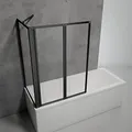 Produktbild: Schulte Duschwand für Badewanne Smart, Höhe: 121 cm, 2-teilig mit Seitenwand 68-71 cm, 3 mm Sicherheitsglas (ESG) Klar hell, inkl, Klebemontage, Schwarz-matt, Black Style, D133270 68 50