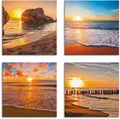 Produktbild: Artland Leinwandbild Sonnenuntergänge am Strand & Meer, Sonnenaufgang & -untergang (4 St), 4er Set, verschiedene Größen