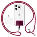 Produktbild: NALIA HoldMe Air Universal-Kette mit Pad, Band für Handy-Hülle zum Umhängen, Karabinerhaken aus Metall (silber), Schlüsselband Umhängeband 160 CM, Crossbody Lanyard mit Schlaufe, Farbe:Bordeaux