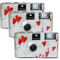 Produktbild: 3X Photo PORST TopShot Flying Hearts Einwegkamera Edition Fliegende Herzen (27 Fotos, Blitz, 3-er Pack)
