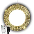 Produktbild: LED Weihnachtskranz Ø40 cm mit 600 LEDs | Metallkranz/Lichterkranz mit Fernbedienung & Timer - dimmbar | Adventskranz modern & Türkranz Weihnachten beleuchtet | Fensterdeko hängend