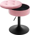 Produktbild: WOLTU Barhocker niedrig, Sitzhocker mit Stauraum, Schminkhocker drehbar, für Bar Schminktisch Kücheninsel Tresen, Samtbezug Rosa