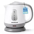 Produktbild: Aigostar- Klein Wasserkocher 1 L, 1100W, Mini Wasserkocher für Schlafzimmer, Reisen, Camping, Abnehmbarer Filter, Weiß Grau - Beige