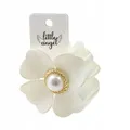 Produktbild: Little Angel Haarklammer Blume Weiß mit Perlen-Detail – Eleganter Haarclip für Damen – Rutschfest & Stilvoll – Für Alltag & besondere Anlässe (Weiß)