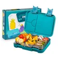 Produktbild: schmatzfatz Junior Brotdose Kinder mit Fächern, BPA Frei Lunchbox, Bento Box Kinder, Brotbox für Mädchen & Jungen, Snackbox, Perfekt für Schule, Kindergarten & Ausflüge (Petrol)