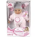 Produktbild: Bayer Design 93829AA My Piccolina Interactive Puppe mit Funktion, sprechend, Babylaute, bewegt den Mund, 38 cm, rosa, grau mit Motiv Schaf - Rosa
