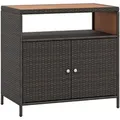 Produktbild: Costway Gartenschrank Rattan mit Akazienholz-Arbeitsplatte Braun