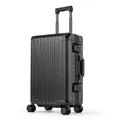 Produktbild: Travelhouse 100% Aluminium Handgepäck-Koffer Tokyo · hochwertige Aluminium Legierung mit 4 Rollen und zweifachem TSA-Zahlenschloss · Vol. 41,5L - schwarz 4X Silent Move Doppelrollen
