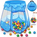 Produktbild: KIDUKU® Kinderspielzelt + 100 Bälle + Tasche Spielhaus Bällebad Schloss für drinnen und draußen (Blau)