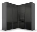 Produktbild: RAUCH AG295_0Q28 Eck-Schwebetürenschrank 4-trg./Höhe: 210 cm Quadra in Grau-Metallic/Effektgrau-Hochglanz