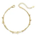 Produktbild: MATERIA Damen Armband Sterne und Kugeln Gold 925 Silber 16,5+3,5cm verstellbar