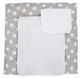 Produktbild: TupTam Wickelauflage mit 2 wasserfesten Frotteebezügen – weich gepolstert & hautfreundlich MAR02579, Farbe: Grau Große Weiße Sterne, Größe: 75 x 80 cm