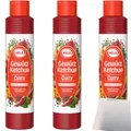 Produktbild: Hela Curry Gewürz Ketchup leicht scharf 3er Pack (3x800ml Flasche) + usy Block
