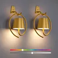 Produktbild: Faithorse Wandleuchte Innen, 2 Stück RGB Wandlampe mit Akku, Wandleuchte ohne Stromanschluss Led Lampe Außenleuchte Kabellose Wandleuchten für Schlafzimmer Wohnzimmer Treppe (Gold)