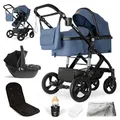 Produktbild: Bergsteiger Nizza 3 in 1 Kinderwagen, Kombikinderwagen Komplettset, Auto-Babyschale, Babywanne & Buggy Sportsitz inklusive, Isofix Station optional