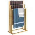Produktbild: CASARIA® Handtuchhalter Stehend Bambus Holz 84 x 46 x 24 cm 3 Edelstahl Stangen Handtuchständer Freistehend mit Ablage Handtuchstange Bad Ohne Bohren