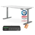 Produktbild: Ergotopia Desktopia Pro X Elektrisch höhenverstellbarer Schreibtisch, Ergonomischer Stehtisch für Büro oder Home Office (Weiß, Gestell Grau, 180 x 80 cm)