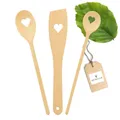 Produktbild: HOFMEISTER® 3-teiliges Koch-Set mit Herz - 30 cm, robust aus Buchenholz, handgefertigt in Europa, 2x Kochlöffel & 1x Pfannenwender, keine Kratzer im Topf, Geschenk mit Herz für Verliebte