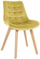 Produktbild: CLP Stuhl Brook I Esszimmerstuhl Mit Steppmuster Auf Samt Bezug I Vierfußgestell Aus Holz, Farbe:gelb