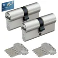 Produktbild: BASI Schließzylinder 2er SET V50, Gleichschließend, diverse Längen, (Spar-Set, 2-St), 2xDoppelzylinder 30/35 mm, 5 Stiftzuhaltungen, 10 Schlüssel, Codekarte Doppelzylinder - 30/35 mm