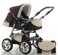 Produktbild: dein_babyladen Kombi-Kinderwagen Flash 2 in 1 inkl. Sportsitz und umfangreichem Zubehör in Braun-Creme
