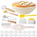 Produktbild: 10-teilig Gärkorb Brot Set, 23cm Gärkörbchen zum Brotbacken, Sauerteig Starter Set, Einschließlich Teigschaber und Ölpinsel, Brotbackset Brot backen Gärkorb für Anfänger