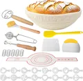 Produktbild: 10-teilig Gärkorb Brot Set, 23cm Gärkörbchen zum Brotbacken, Sauerteig Starter S