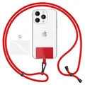 Produktbild: NALIA HoldMe Air Universal-Kette mit Pad, Band für Handy-Hülle zum Umhängen, Karabinerhaken aus Metall (schwarz), Schlüsselband Umhängeband 160 CM, Crossbody Lanyard mit Schlaufe, Farbe:Rot