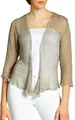 Produktbild: Caspar STJ022 leichte Damen Sommer Strickjacke mit 3/4 Arm, Farbe:Taupe, Größe:Einheitsgröße (36 bis 40)