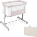 Produktbild: COSTWAY 3 in 1 Beistellbett, Reisebett Baby mit Matratze, Babybett & Babywiege & Kinderbett 5-stufig höhenverstellbar neigbar, Stubenwagen Beige - Beige