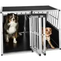 Produktbild: Tectake Hundetransportbox Doppel  Mit Schräger Rückwand Aus Aluminium  Robust und Pflegeleicht  104 x 90 50 x 69 cm Schwarz