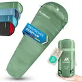 Produktbild: NORDMUT® Schlafsack Ultraleicht – Sommer (100 GSM) und 4-Jahreszeiten (300 GSM), Mumienschlafsack 900g, wasserfest, Camping, inkl. Kompressionsbeutel (Sommerschlafsack, Grün)