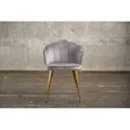 Produktbild: KAWOLA Stuhl SALLY Esszimmerstuhl Velvet silber Fuß gold