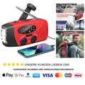 Produktbild: Notfall Solarradio Kurbelradio mit LED Taschenlampe SOS Alarm 2000
