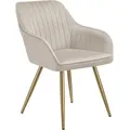 Produktbild: tectake Esszimmerstuhl, Taupe, Gold, Kunststoff, Pappel, 58x82x62 cm, Esszimmer, Stühle, Esszimmerstühle, Armlehnenstühle