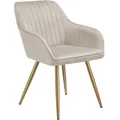 Produktbild: TecTake GmbH Stuhl Marilyn, Samtoptik, gesteppt - taupe/gold, pro Stück 405719
