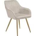 Produktbild: Stuhl Marilyn, Samtoptik, gesteppt Stuhl Esszimmerstuhl taupe/gold B-Ware