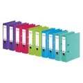 Produktbild: Original Falken 10er Pack Chromocolor Premium-Ordner. Made in Germany. Kunststoffbezug außen und innen 8 cm breit DIN A4 farbig sortiert zu je 2x mint, hellblau, lindgrün, pink, violett