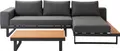Produktbild: Dehner Garten-Lounge Riva, 3-teilig, 4-Sitzer, inkl. Tisch und Polster, Aluminium / FSC®-es Akazienholz / Olefin / Textilene, schwarz / grau / braun