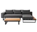 Produktbild: Dehner Balkonset Riva, 3-teilig, 4-Sitzer, inkl. Tisch und Polster, moderne Sitzgruppe aus Aluminium und FSC®-zertifiziertem Akazienholz