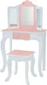 Produktbild: Teamson Kids Little Princess Gisele 2-tlg. Glitzernder Stern Prints Spiel Waschtisch-Set mit Dreifachspiegel, passendem Hocker und Aufbewahrungsschublade, Weiß/Rosa/Gold