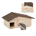 Produktbild: Relaxdays Igelhaus, Holz, Igelhotel mit Boden, 2 Kammern, Winterquartier für Igel, Garten, HBT: 24x46x33,5 cm, Natur