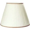 Produktbild: Großer Ersatz Lampenschirm 56cm Stoffschirm mit Aufnahme oben 12mm Schirm Stoffschirm creme mit brauner Borte