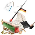Produktbild: Straßenbesen mit Stiel Gartenbesen Kehrgarnitur Rosshaar Besen Kehrblech (1, Gartenbesen + Kehrschaufel Set Rosshaar)