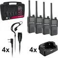 Produktbild: 4er Kofferset Tectalk Worker 3, PMR446 inkl. Einzel-Standlader, 2200mAh Akkus, Headsets - Albrecht