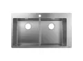 Produktbild: Hansgrohe S711-F765 Einbauspüle 43303800 edelstahl, 37x37cm, 2 Becken, Hahnloch vorgebohrt